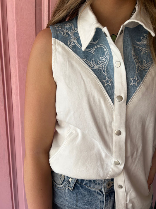 The 80’s denim vest