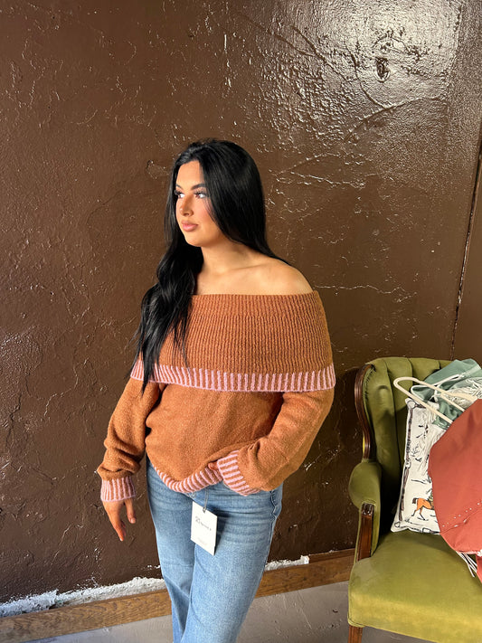 Carmel Off the Shoulder Sweater