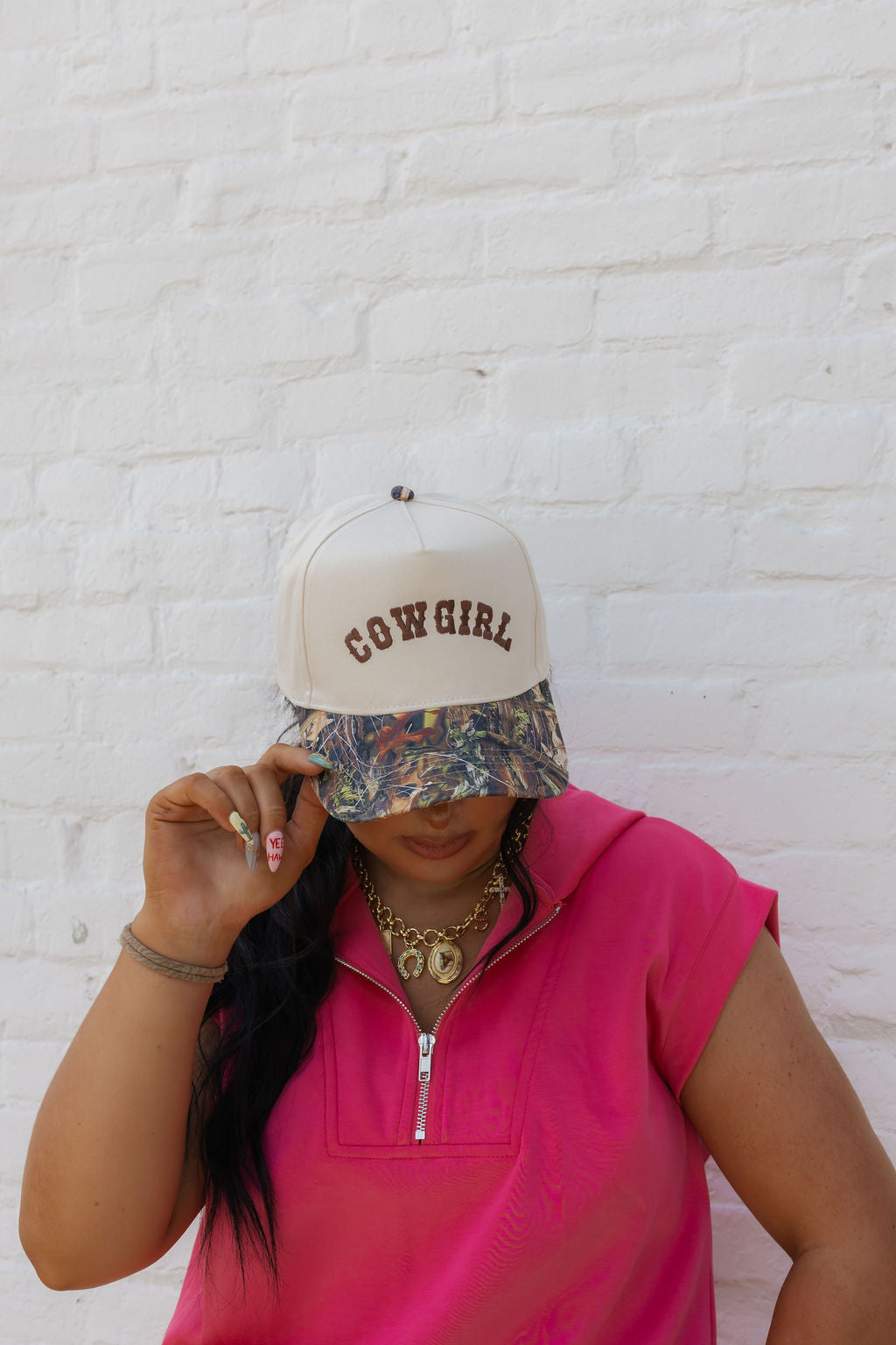 Brown Cowgirl & Camo Cap
