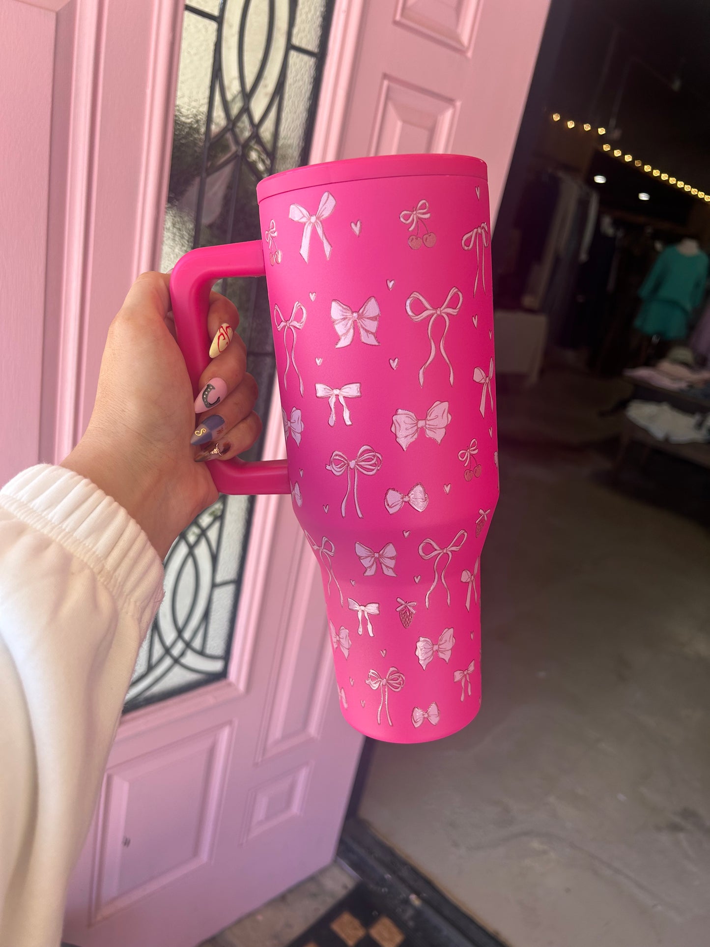 Hot Pink Bow Tumbler