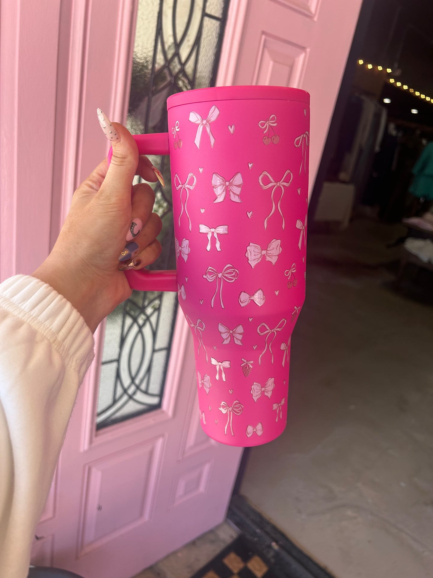 Hot Pink Bow Tumbler