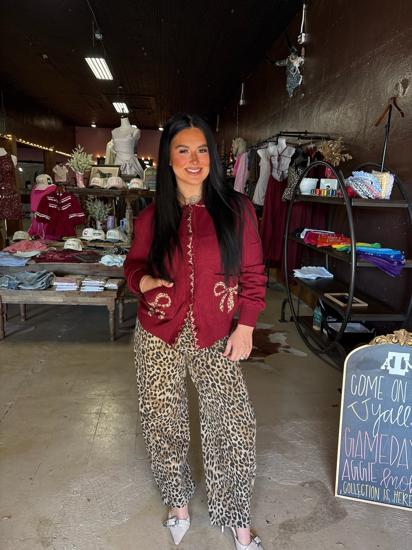 The Burgundy & Bows Cardigan