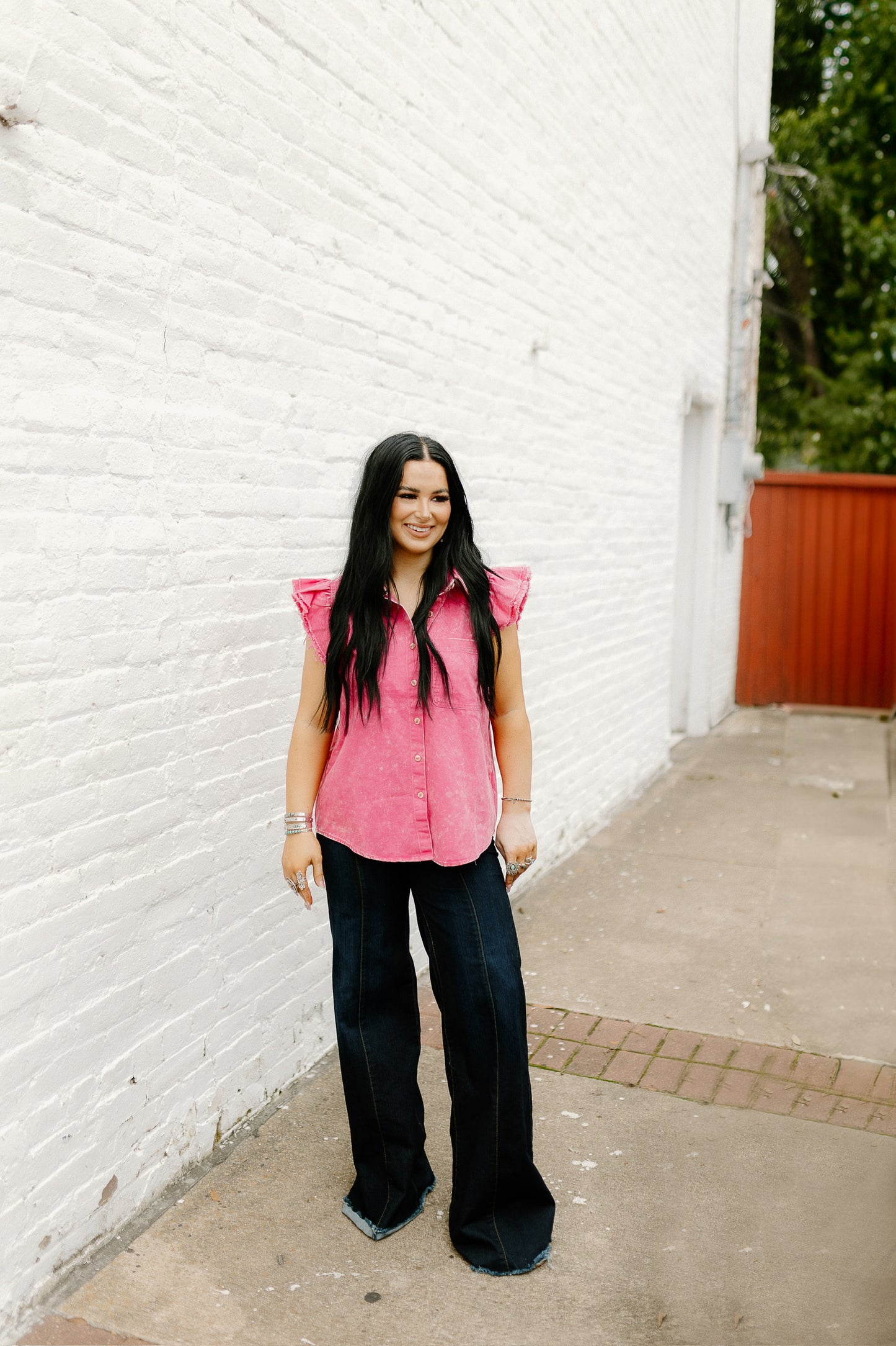 The Vintage Denim Top in Pink