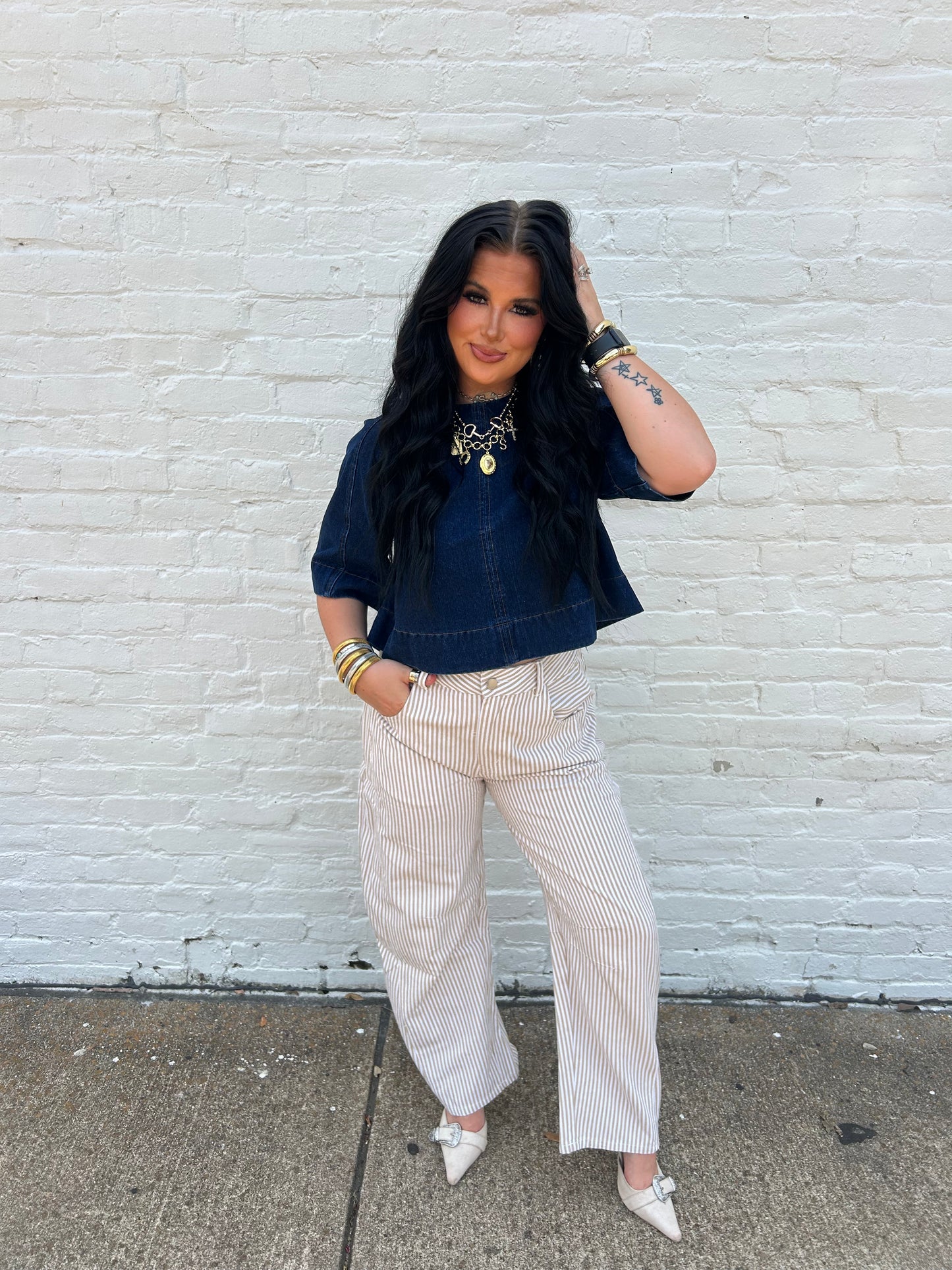 The Striped Sally Barrel Jeans