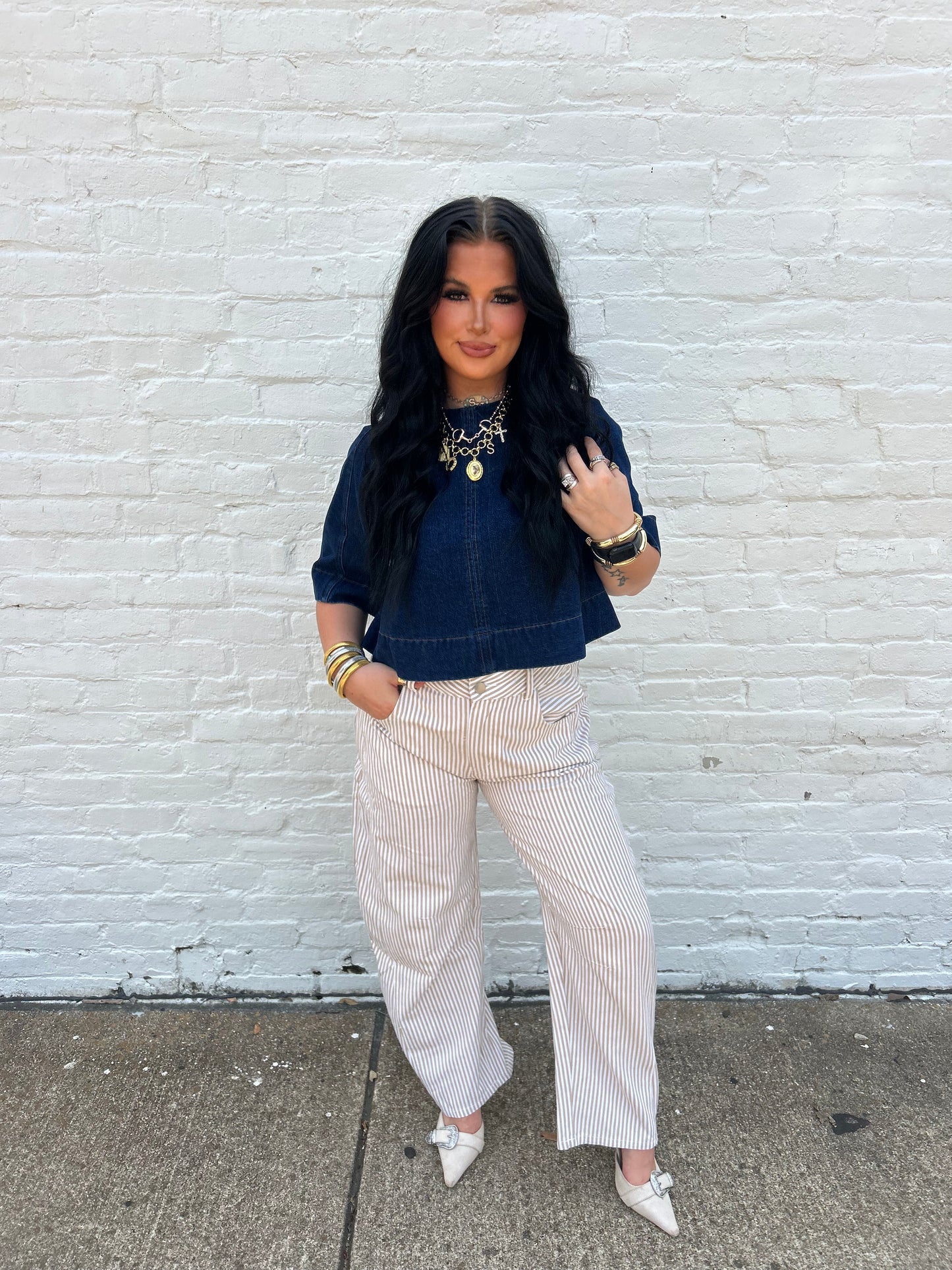 The Striped Sally Barrel Jeans