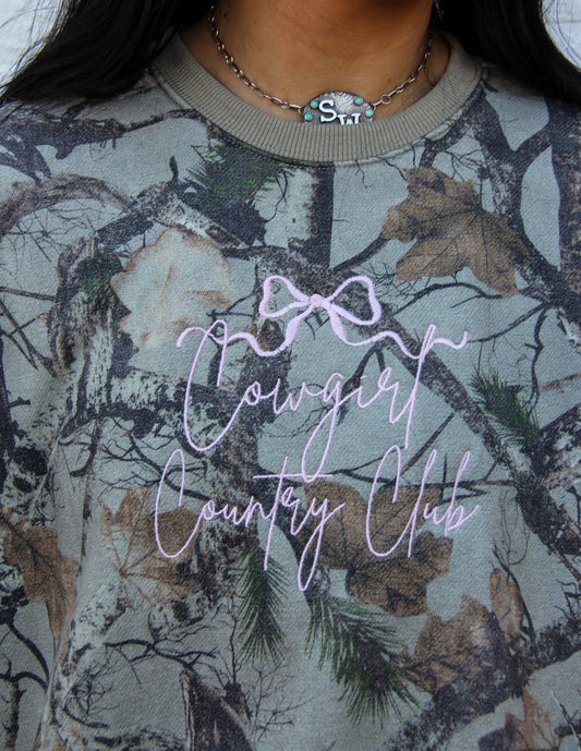 Cowgirl Country Club Camo Sweat Set (Bow Design)