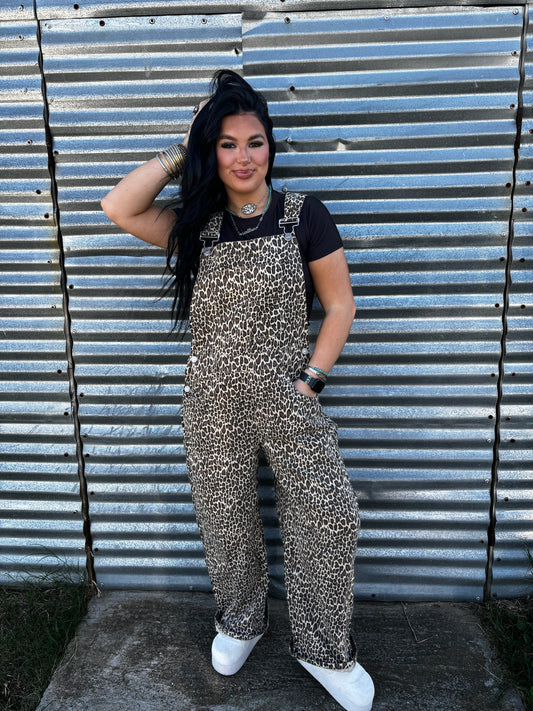 The Leopard Barrel Overalls