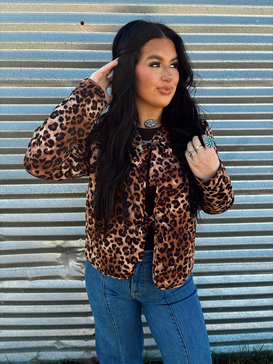 The Quilted Leopard Tie Top