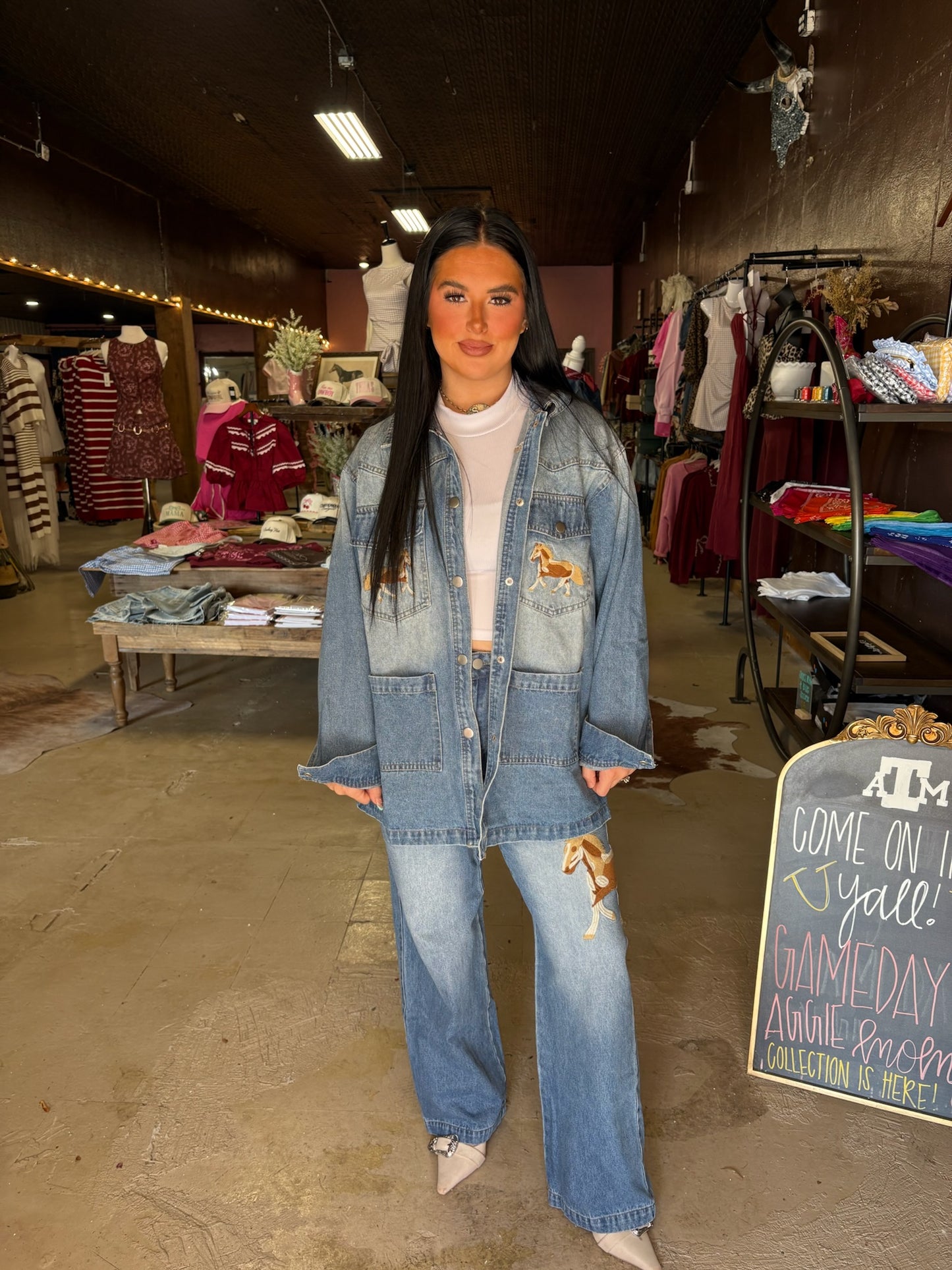 The Stallion Embroidered Denim Set