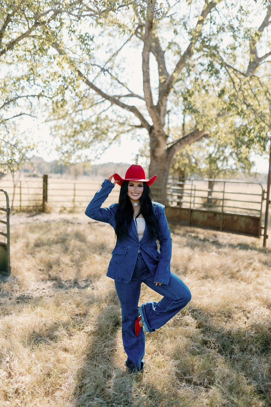 The Cowgirl Boss Denim Suit Set