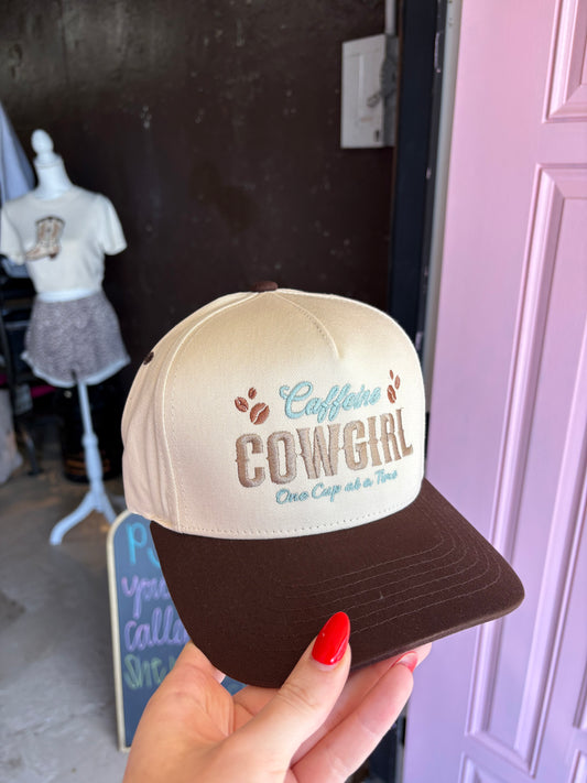The Caffeine Cowgirl Cap in Brown