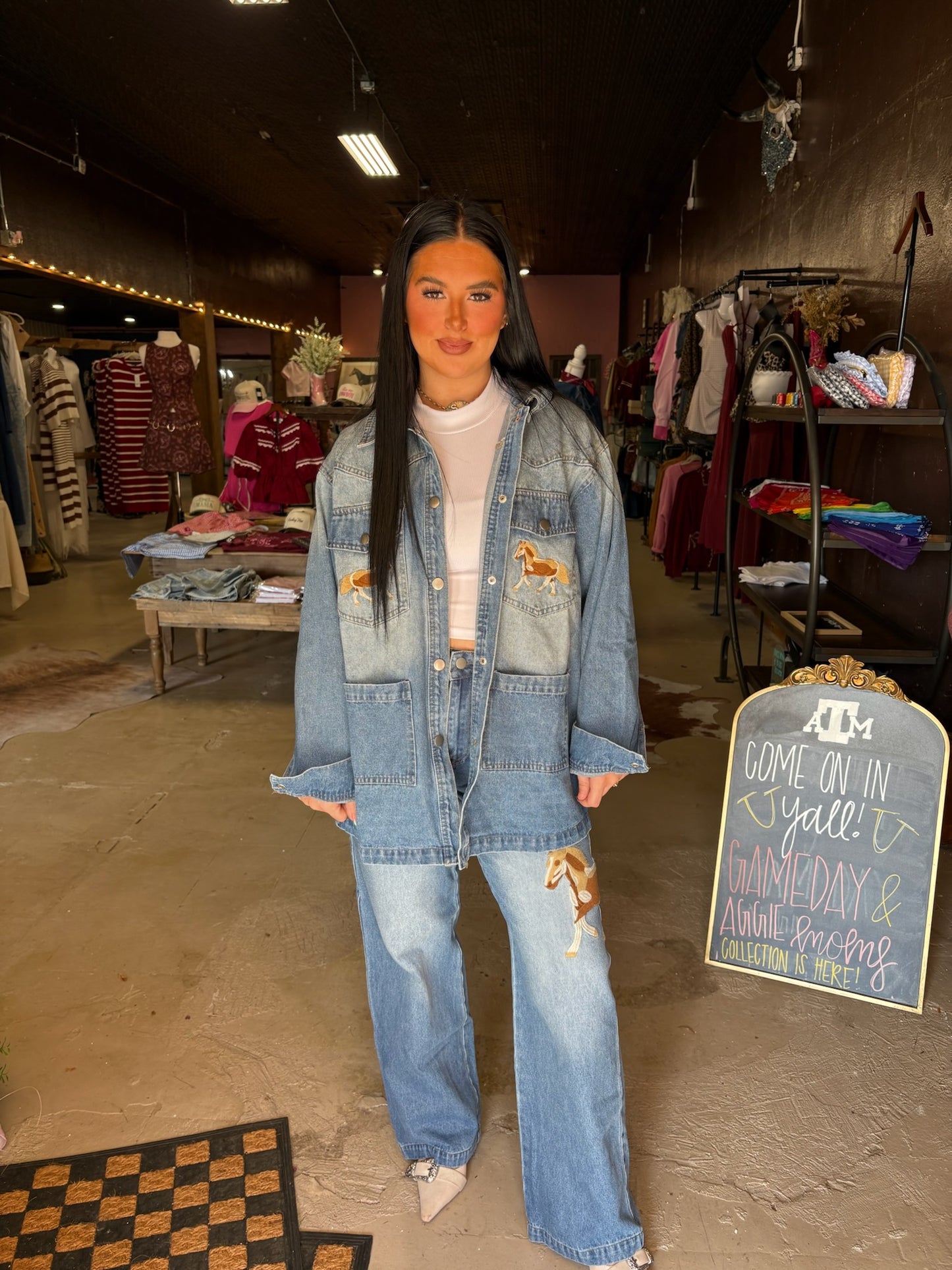 The Stallion Embroidered Denim Set