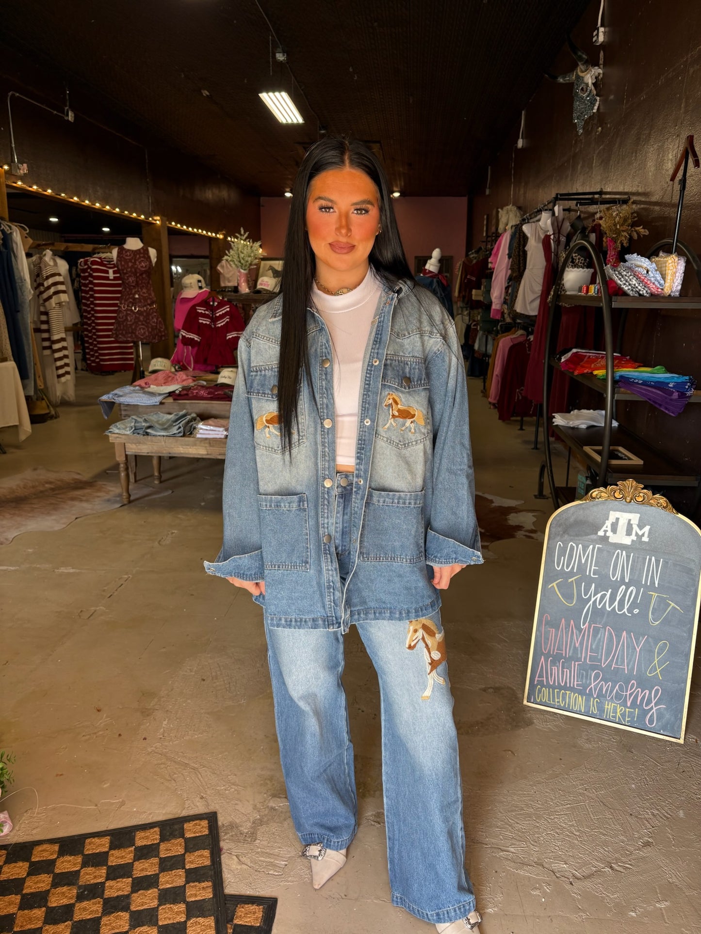 The Stallion Embroidered Denim Set