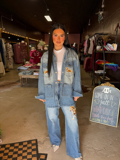 The Stallion Embroidered Denim Set