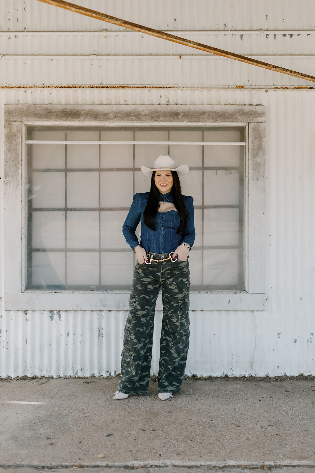 The Denim Keyhole Top