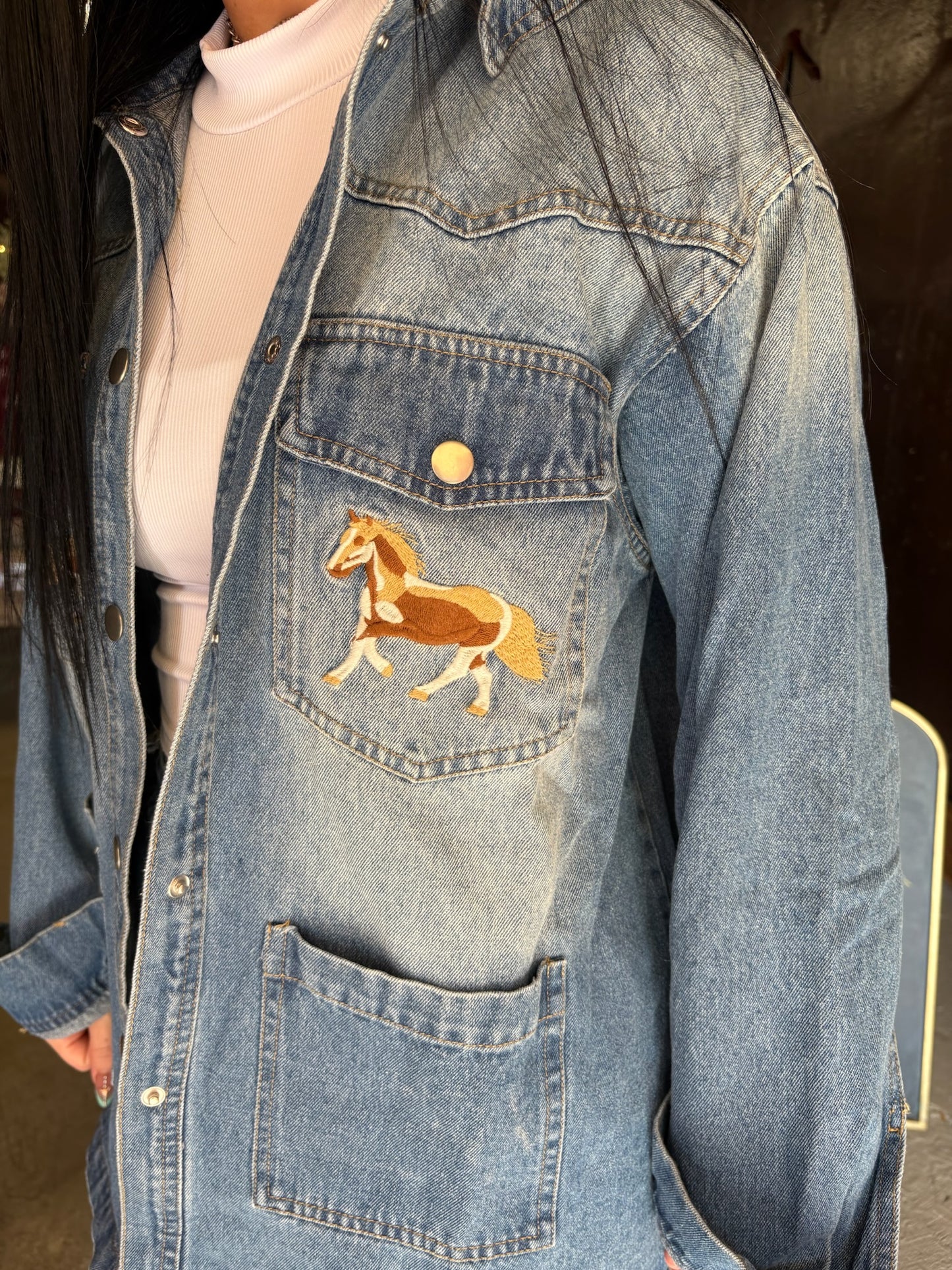 The Stallion Embroidered Denim Set