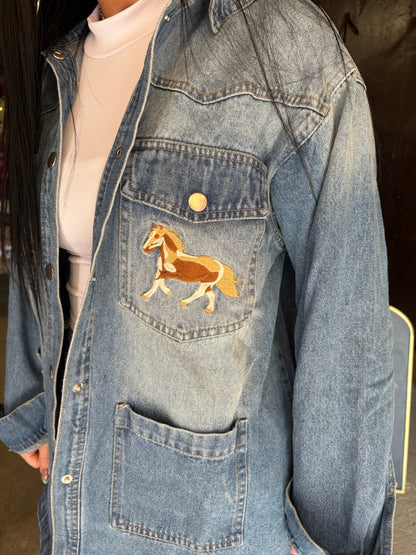 The Stallion Embroidered Denim Set