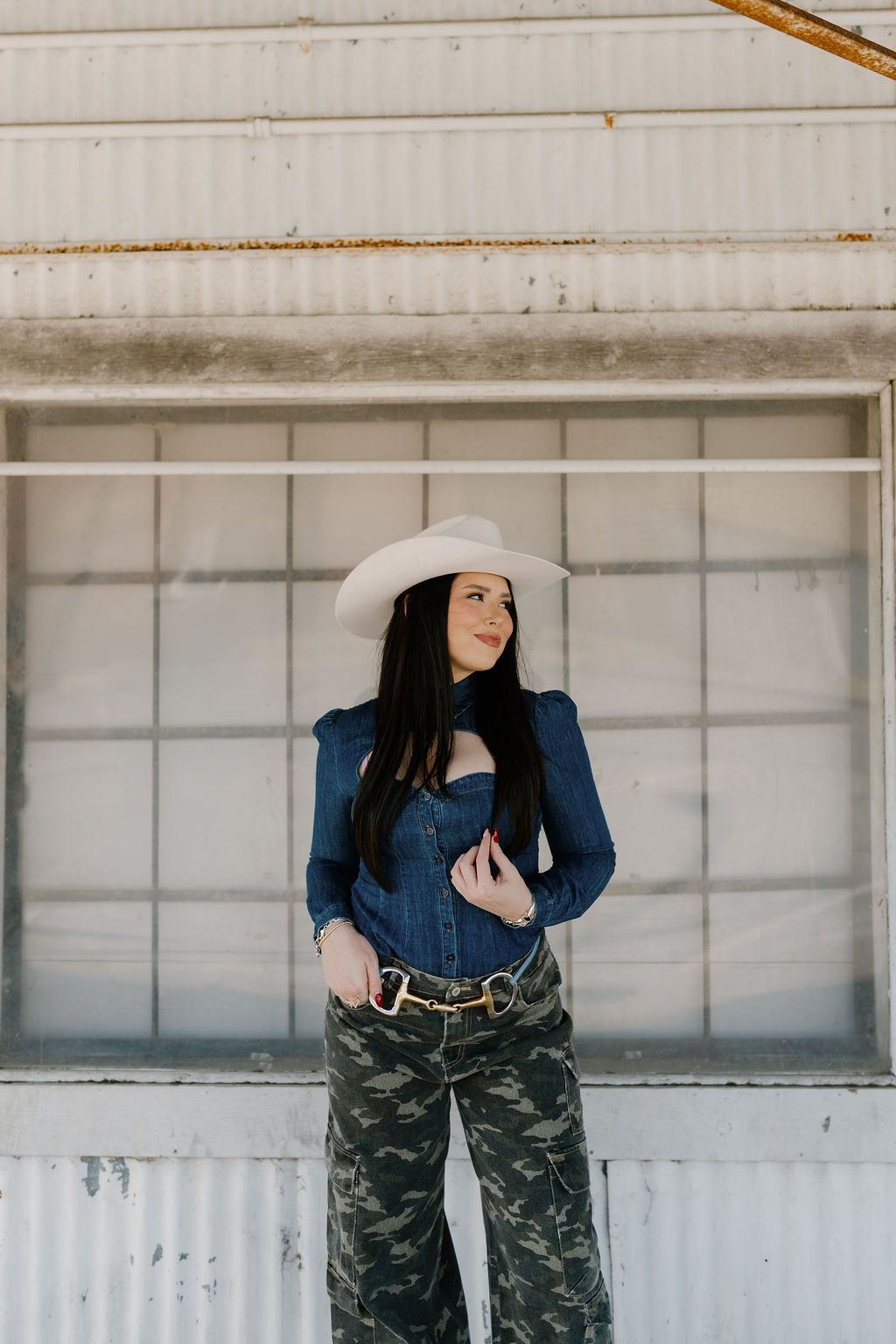 The Denim Keyhole Top