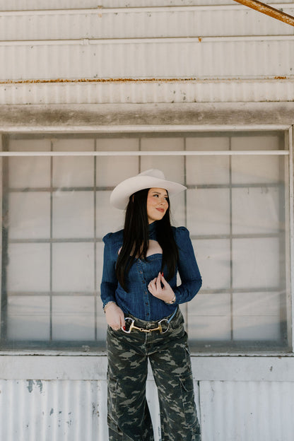 The Denim Keyhole Top