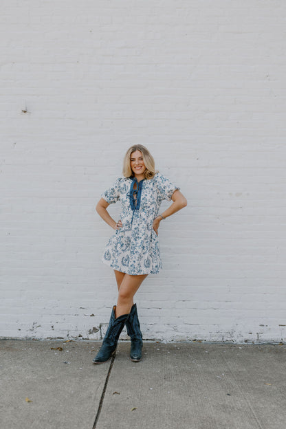 Short Horse Toile Dress