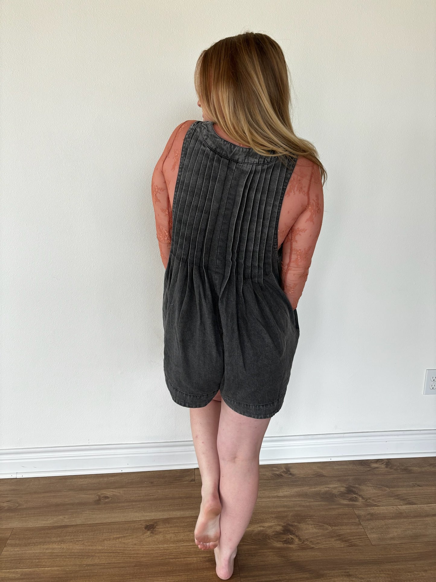 The Viral Acid Wash Romper in Black