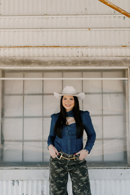 The Denim Keyhole Top