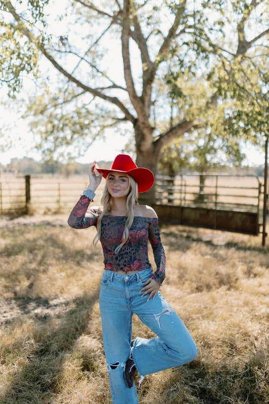 The Leopard Rose Top