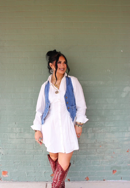 The White Button Down Dress