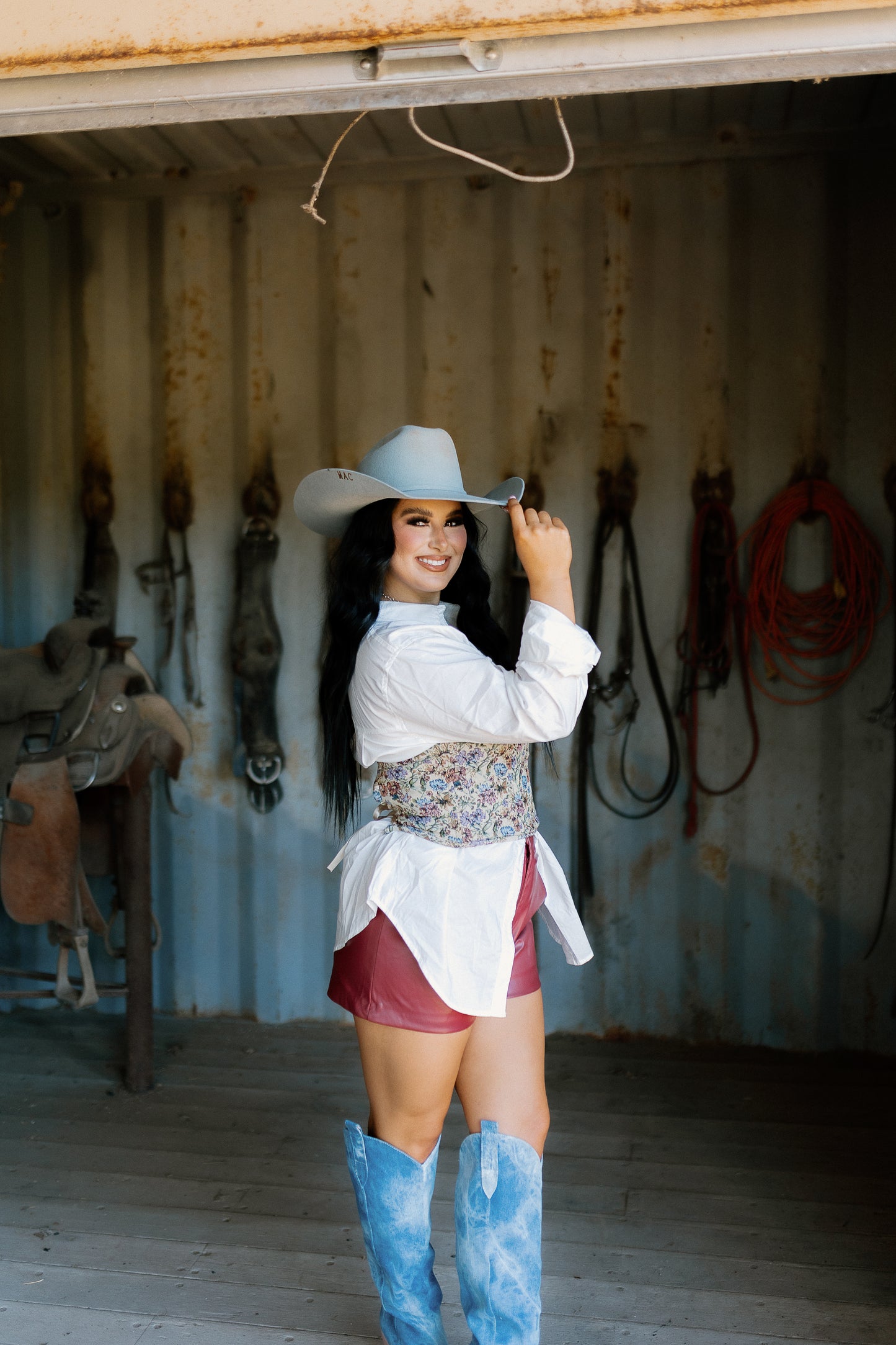 The Mac Maroon Leather Shorts