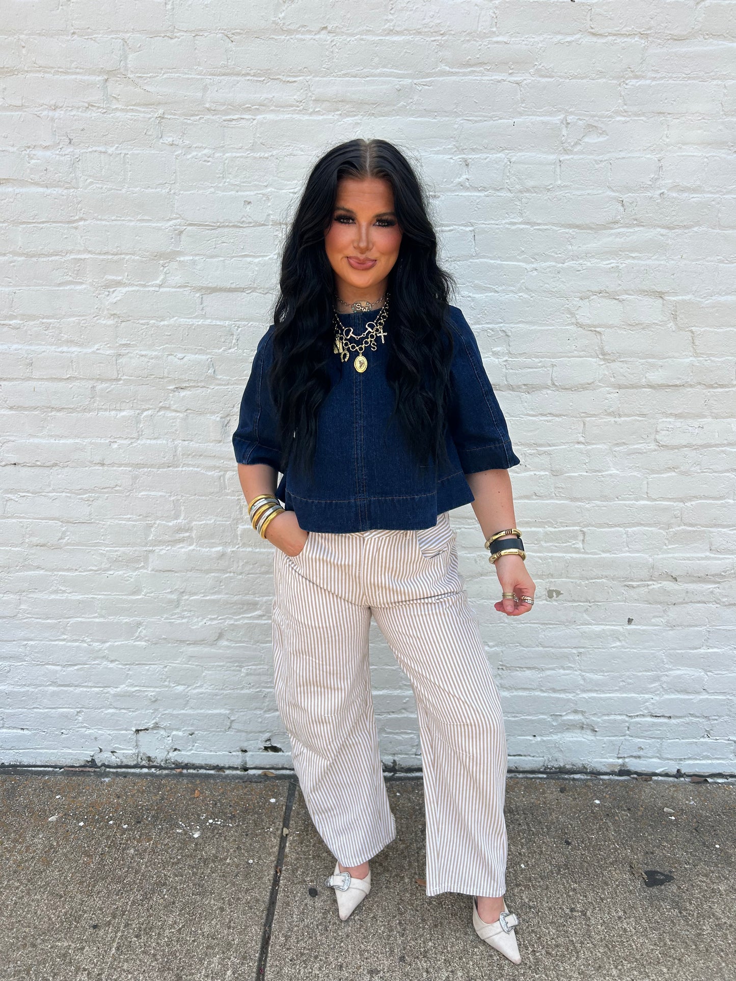 The Striped Sally Barrel Jeans