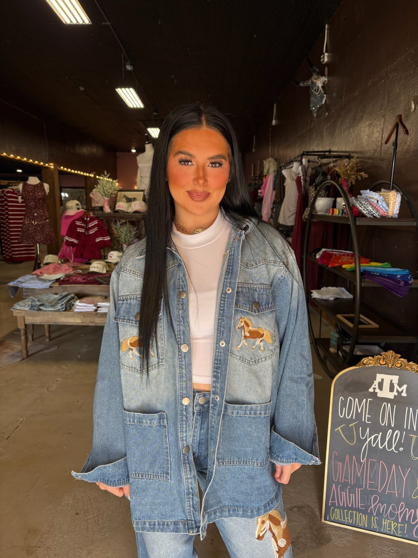 The Stallion Embroidered Denim Set