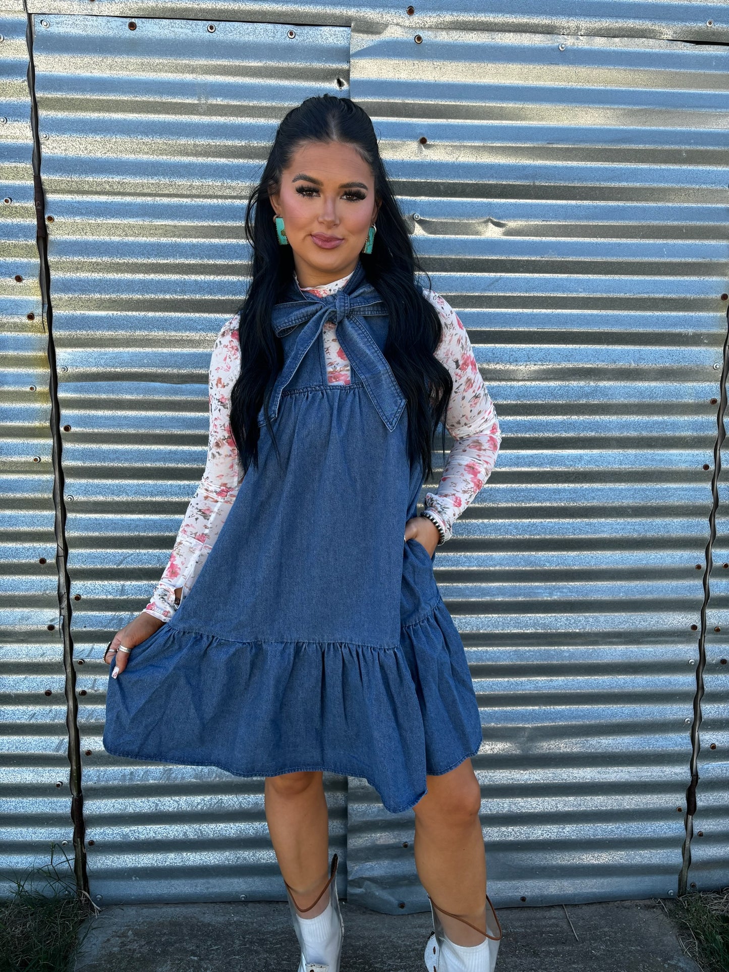 The Denim Bow dress