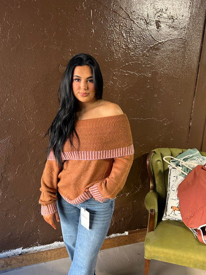 Carmel Off the Shoulder Sweater