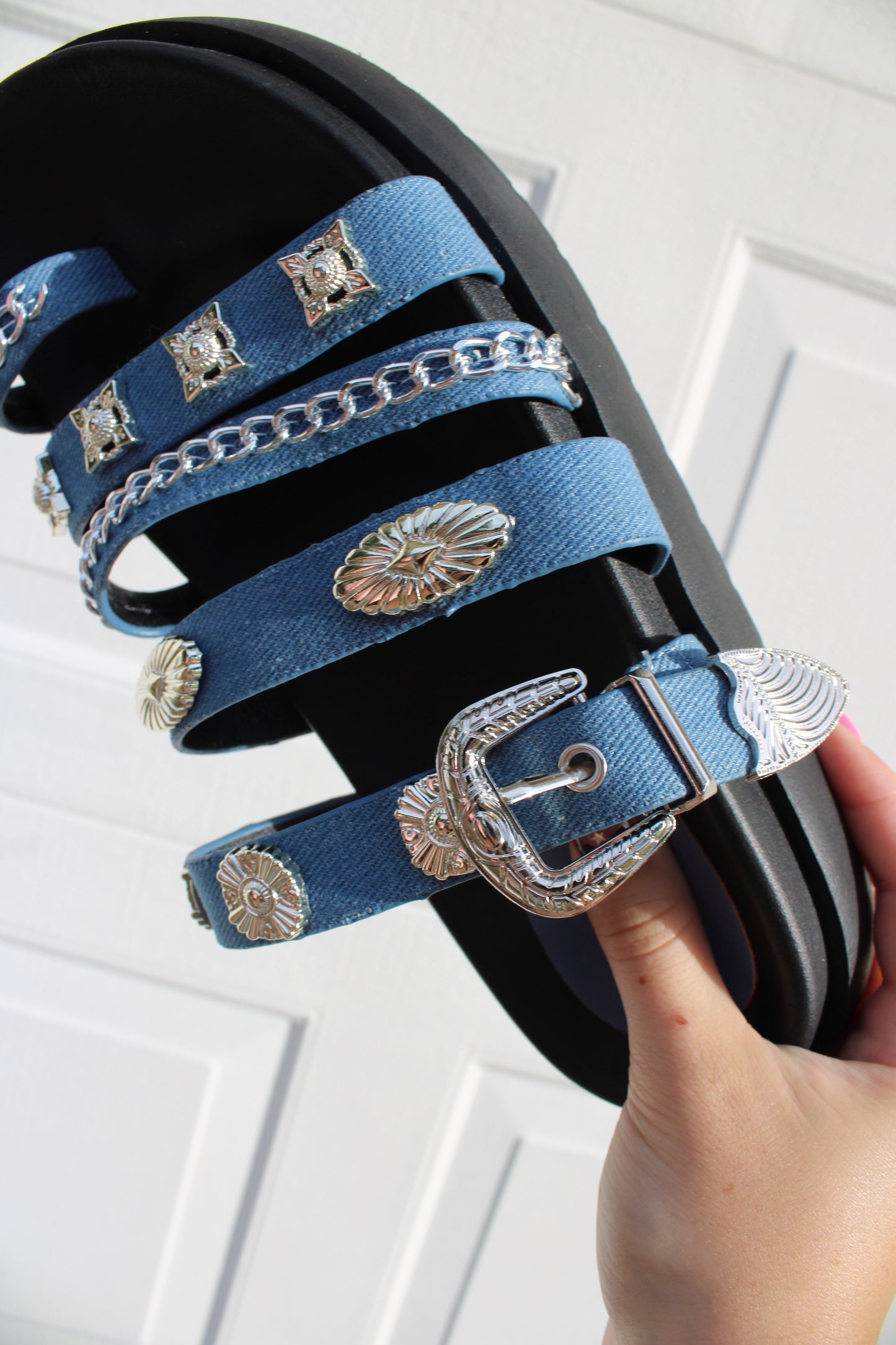 The Punchy Denim Sandals