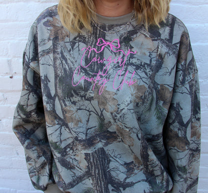 Cowgirl Country Club Camo Sweat Set (Bow Design)