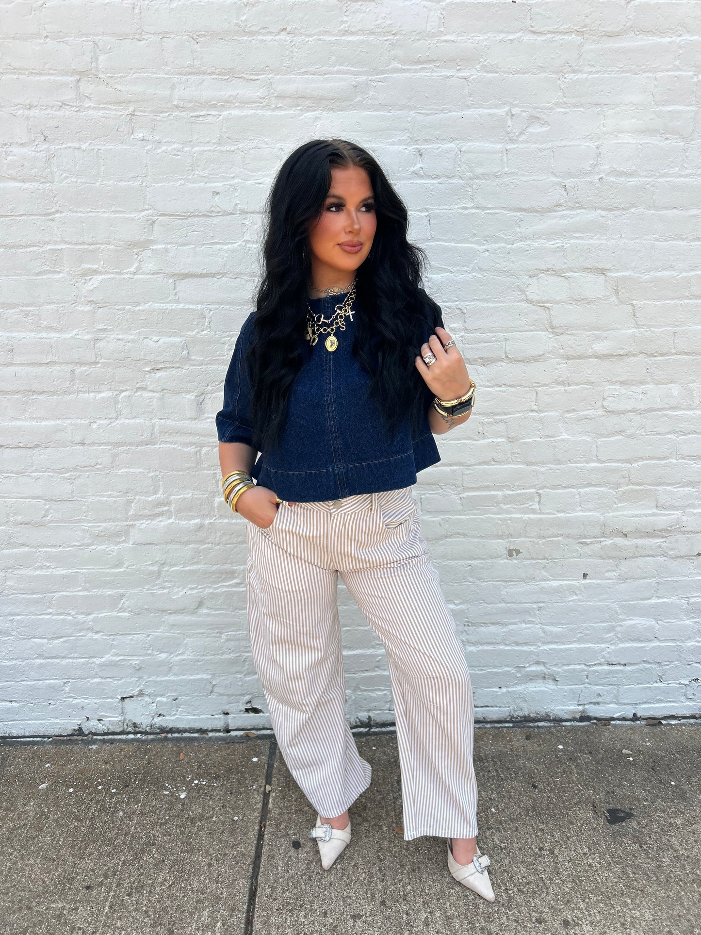 The Striped Sally Barrel Jeans