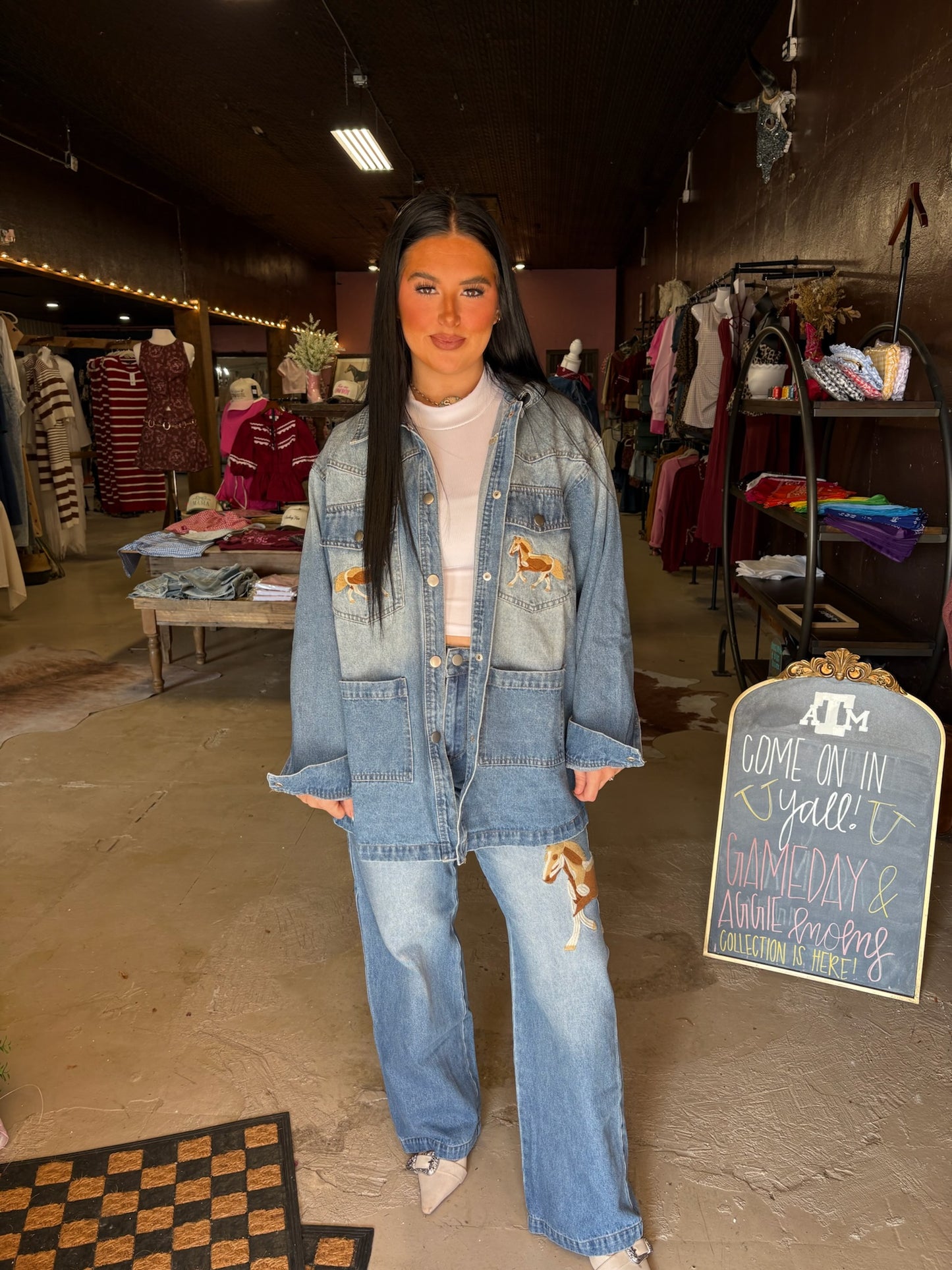 The Stallion Embroidered Denim Set