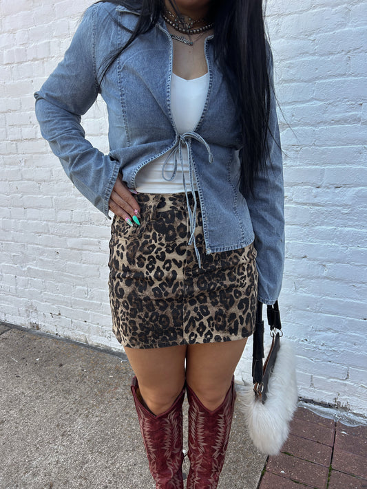 The Leopard Lady Denim Skirt