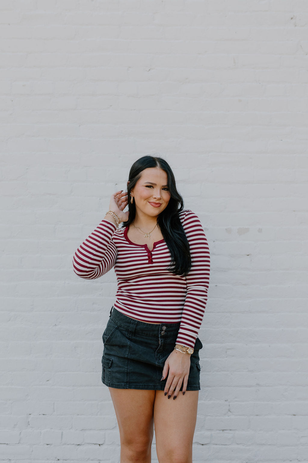 Striped Maroon Top