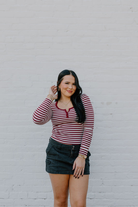 Striped Maroon Top
