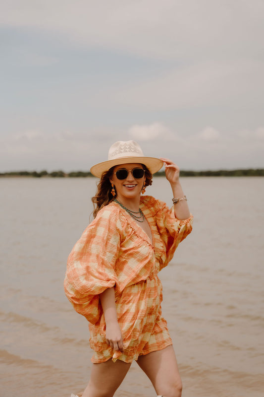 The Coast Romper/Red Orange