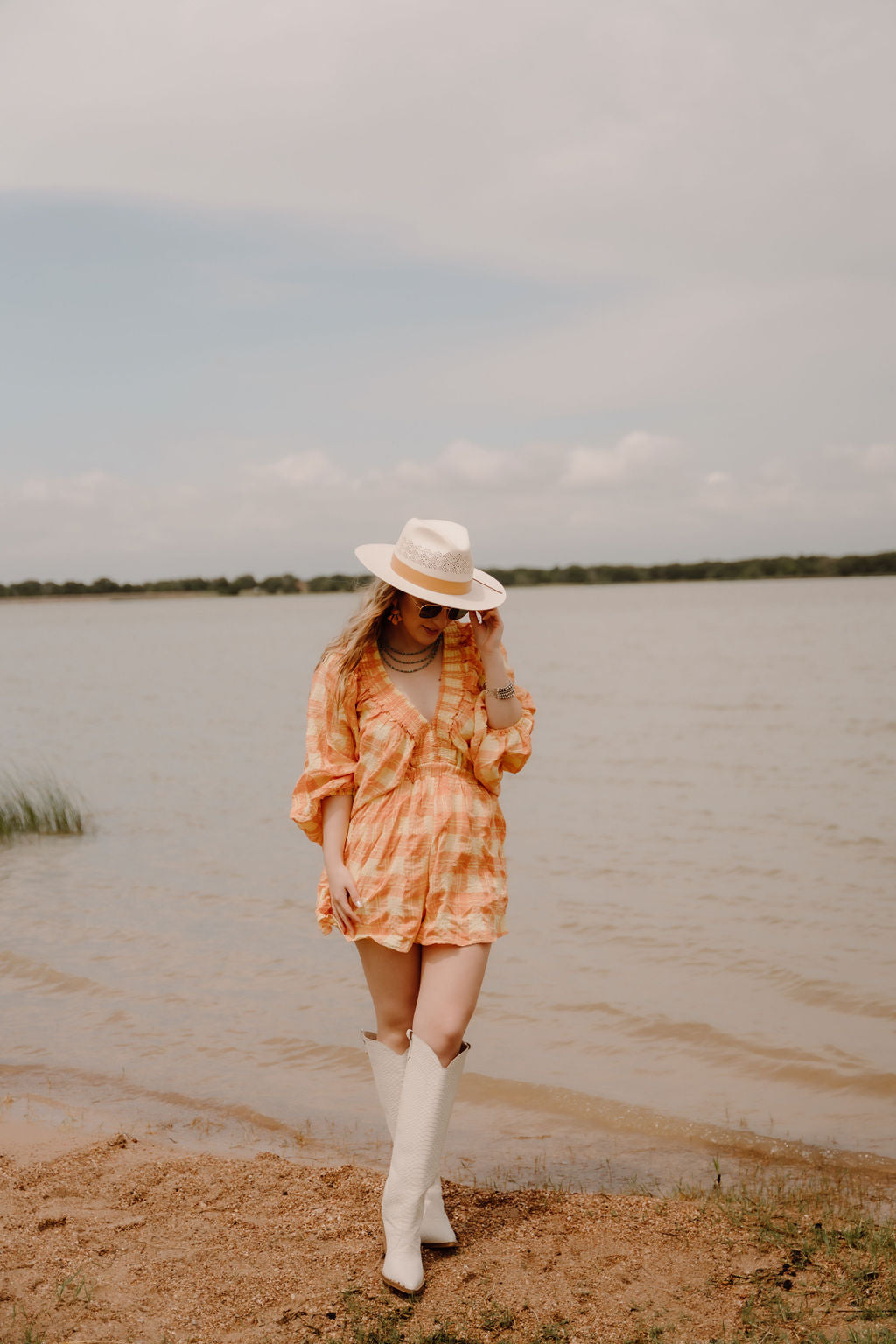 The Coast Romper/Red Orange