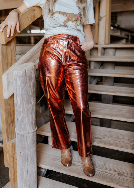 Metallic Pants/Red