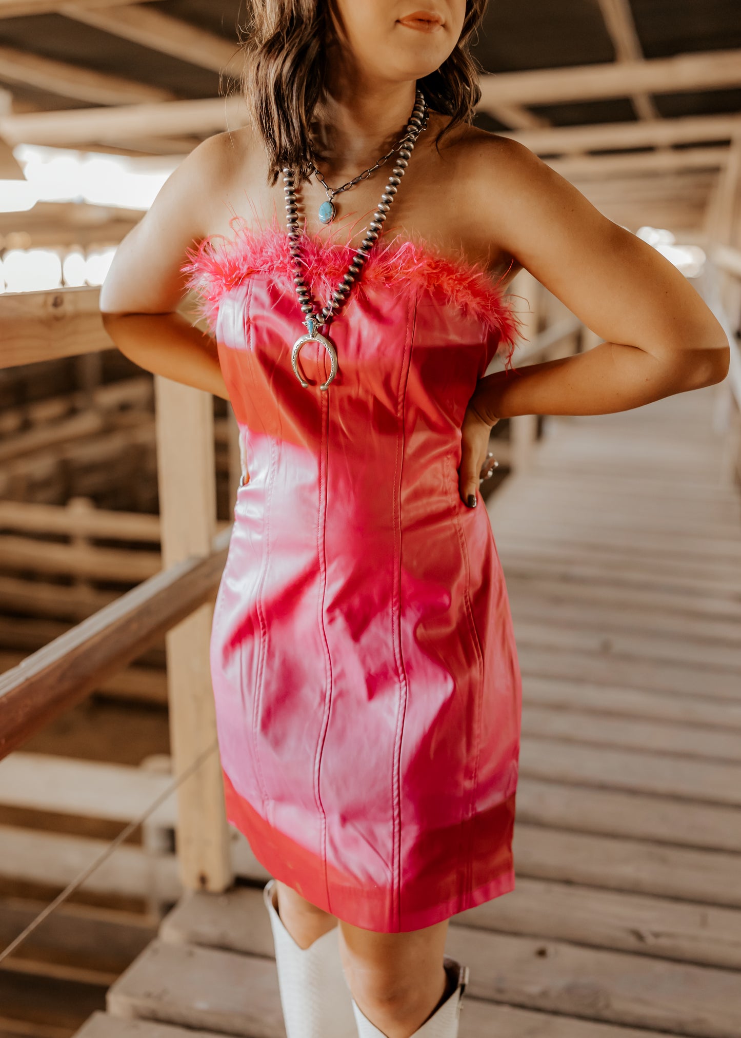 Hot Pink Leather Dress